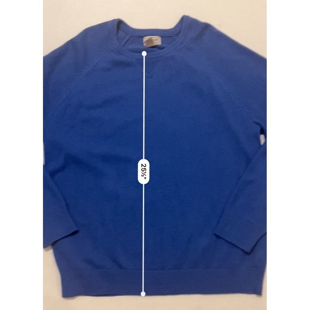 LL‎ Bean Sweater Mens L Blue Cashmere Cotton Blend Knit Pullover 516116 - Picture 4 of 9